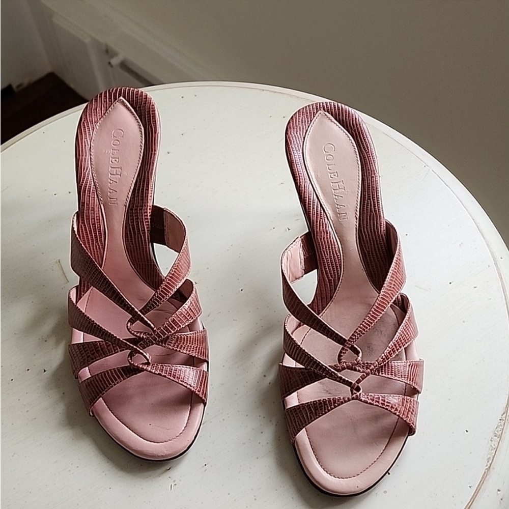 Cole Haan sandal heels, size 7, dusty rose.